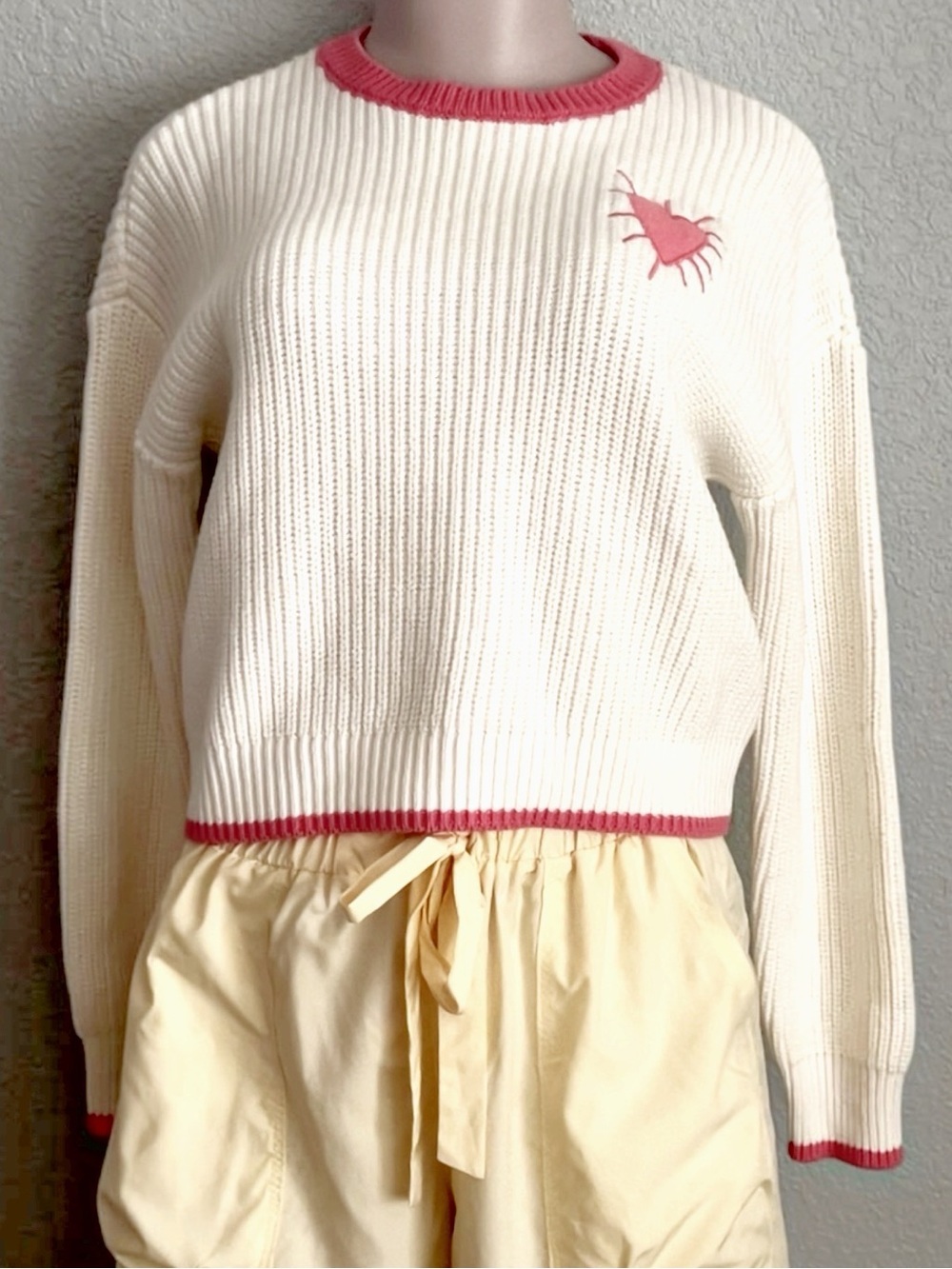 Kerri Rosenthal Radiant Heart Contrast Cuff Sweater SZ S Archived
